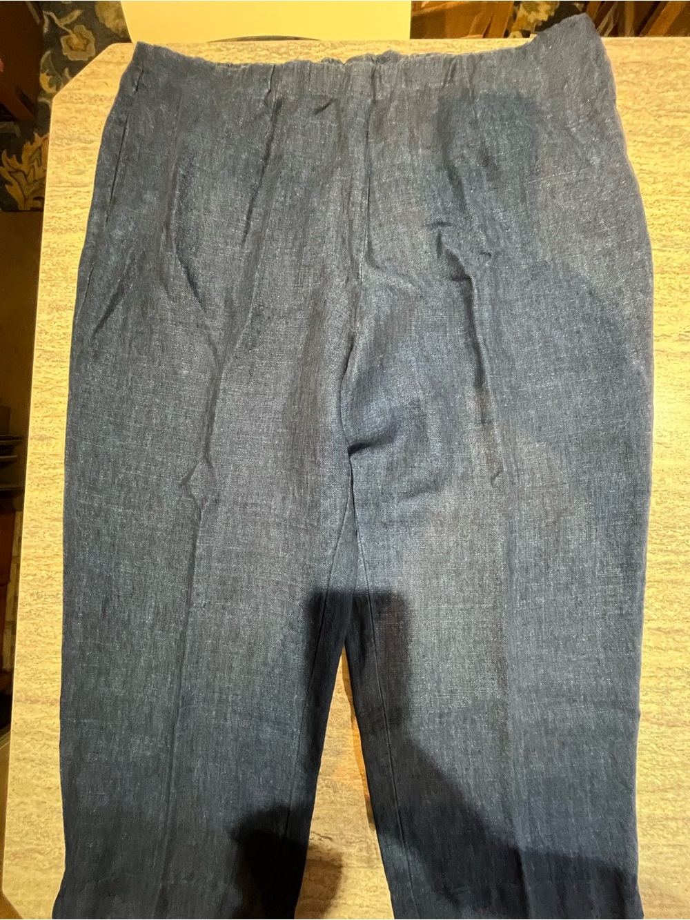 Pure JJill Heavyweight Dark Navy Blue Linen Cropped Pants XL. EUC